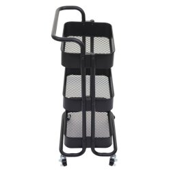 Barvogn p� hjul - serveringsvogn og rullebord med h�ndtag - sort