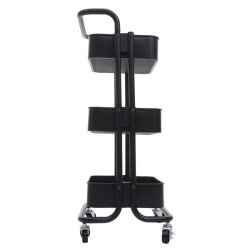 Barvogn p� hjul - serveringsvogn og rullebord med h�ndtag - sort
