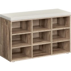 Skob�nk - siddeb�nk med skohylder - entreb�nk med skorum - brun