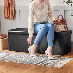 Entrebnk - skammel med kiste 110 x 38 x 38 - sort kunstlder