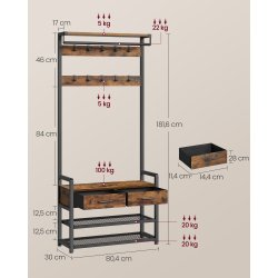 Garderobestativ - stort tjstativ til entre - rustik brun