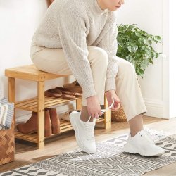 Siddebnk i bambus - skoreol og skostativ - 70 x 28 x 45