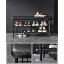 Skob�nk - siddeb�nk med skohylder - sort 30 x 100 x 50