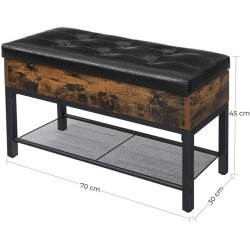 Skobnk med skohylde  - siddebnk med opbevaring - rustik brun