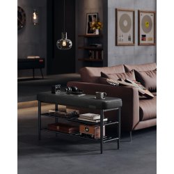 Skob�nk - siddeb�nk med skohylder - sort 30 x 100 x 50