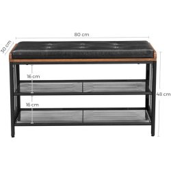 Skobnk med 2 hylder - siddebnk med skohylder - rustik brun