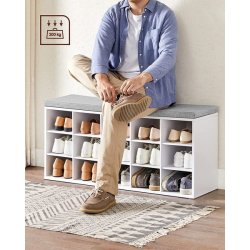 Skobnk - siddebnk med skohylder - entrebnk med skorum - hvid