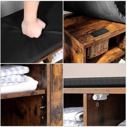 Skobnk - siddebnk med skohylder - bnk med skab - rustik brun