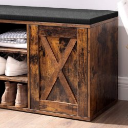 Skobnk - siddebnk med skohylder - bnk med skab - rustik brun