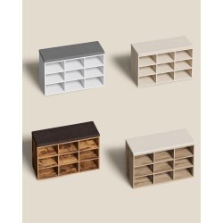 Skob�nk - siddeb�nk med skohylder - entreb�nk med skorum - brun