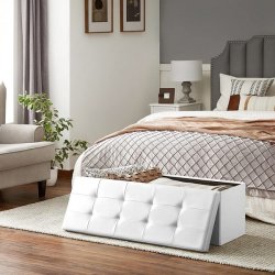 Entrebnk - siddebnk med kiste 110 x 38 x 38 - hvid kunstlder