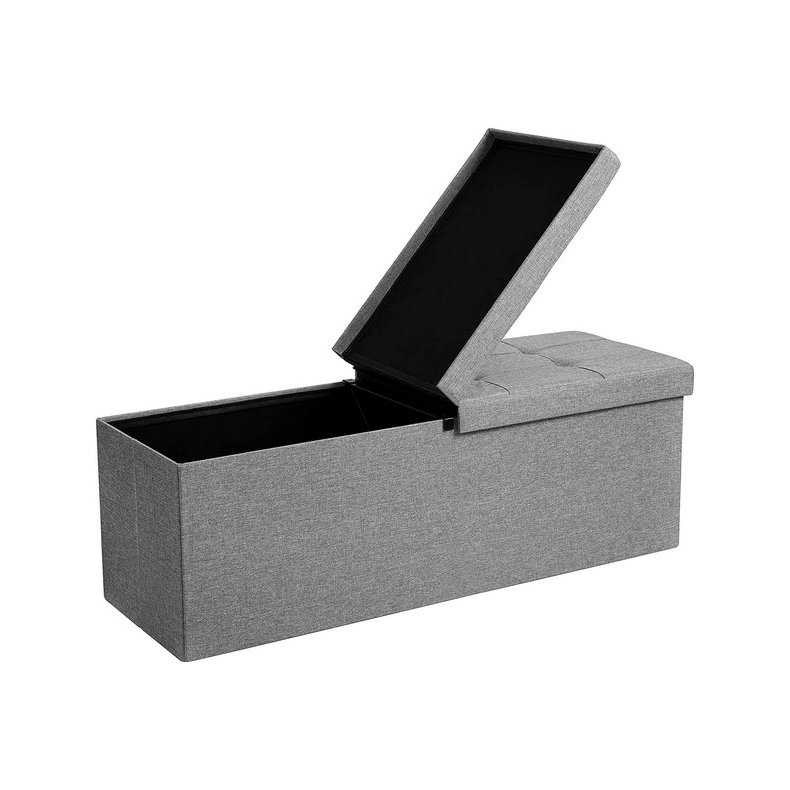 Entreb�nk - siddeb�nk med kiste 110 x 38 x 38 - lysegr� stof