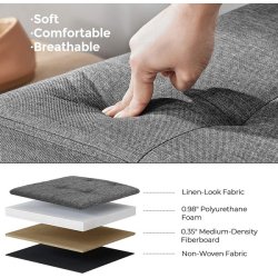 Entrebnk - siddebnk med kiste 76 x 38 x 38 - mrkegr stof