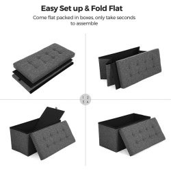 Entrebnk - siddebnk med kiste 76 x 38 x 38 - mrkegr stof