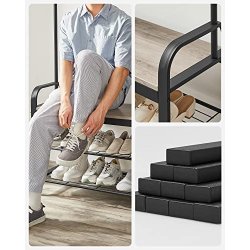 Garderobestativ med knager�kker og 2 skohylder - gr� beige