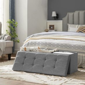 Bnk med kiste - siddebnk med opbevaring 110 x 38 x 38 - lysegr