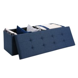 Bnk med kiste - siddebnk med opbevaring 110 x 38 x 38 - marinebl