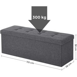 Bnk med kiste - siddebnk med opbevaring 110 x 38 x 38 - mrkegr