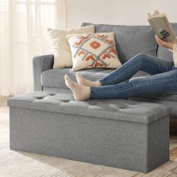 Bnk med kiste - siddebnk med opbevaring 110 x 38 x 38 - lysegr