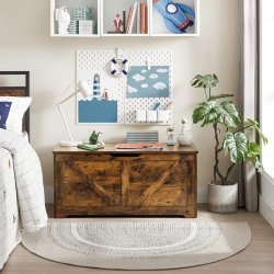 Siddeb�nk med opbevaringsrum - opbevaringsb�nk - rustik brun