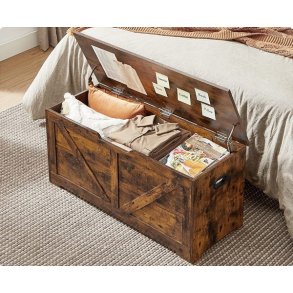 Siddeb�nk med opbevaringsrum - opbevaringsb�nk - rustik brun