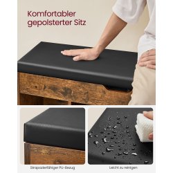 Skobnk - siddebnk med skohylder - entrebnk - rustik brun 100x30