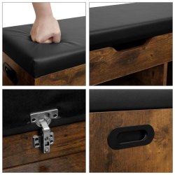 Skobnk - siddebnk med skohylder - opbevaringsbnk - brun