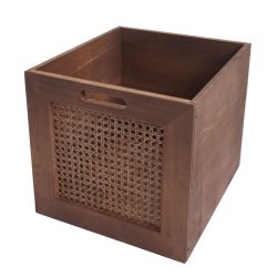 Siddeb�nk med sort hynde og 2 tr�kasser - b�nk med opbevaring - brun