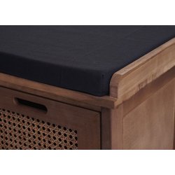 Siddeb�nk med sort hynde og 2 tr�kasser - b�nk med opbevaring - brun
