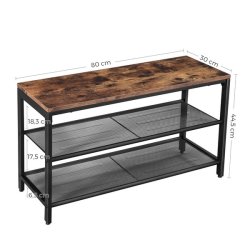 Skobnk med 2 hylder - siddebnk med skohylder - rustik brun