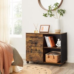 Arkivskab med 3 skuffer og hylder - rustik brun 40x80x66