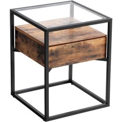 Sidebord - natbord i industrielt design - rustik brun 43x43x54