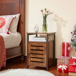 Sidebord - sengebord i industrielt design - rustik brun 40 x 40 x 60