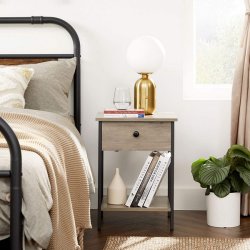 Sidebord - natbord i industrielt design - gr beige (greige) 40x40x55