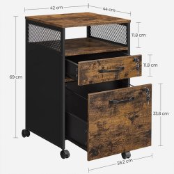 Sidebord - sengebord i industrielt design - rustik brun 42x44x69