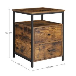 Sidebord - sengebord i industrielt design - brun 45 x 45 x 60