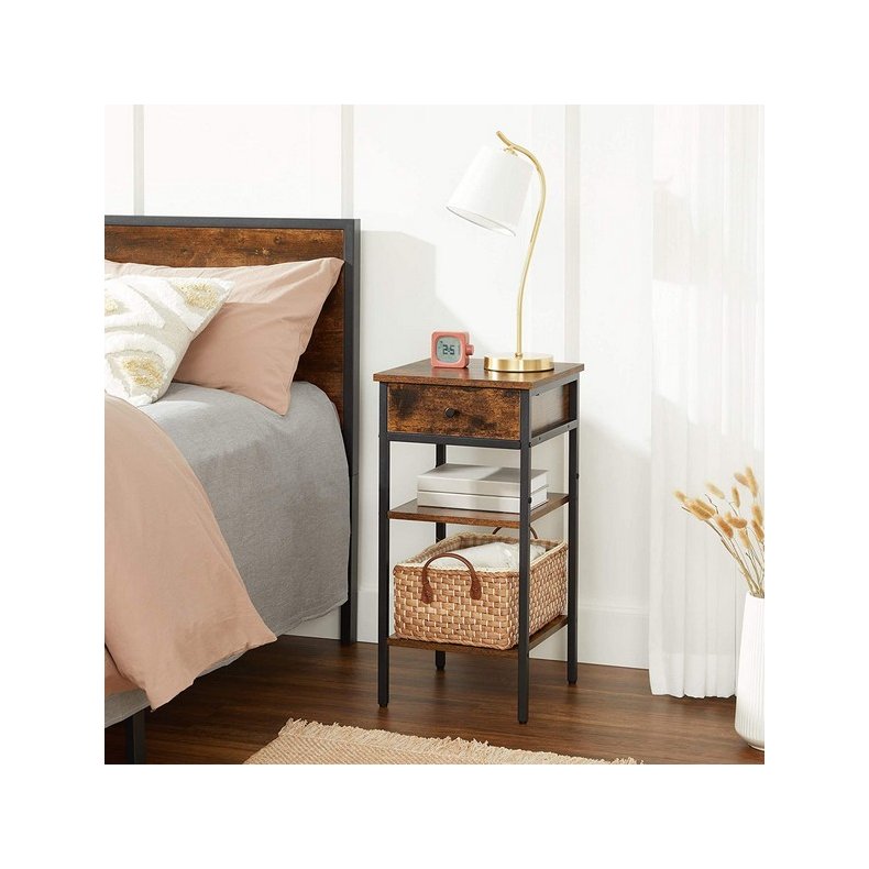 Natbord - sidebord i industrielt design - rustik brun 35x35x70