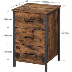 Sengebord - natbord i industrielt design - rustik brun 40x40x60