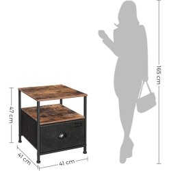Sengebord - sidebord i industrielt design - rustik brun 41x41x47