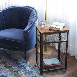 Sidebord - firkantet i industrielt design - rustik brun 45x35x75