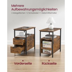 Sengebord med strmstik - natbord - rustik brun sidebord