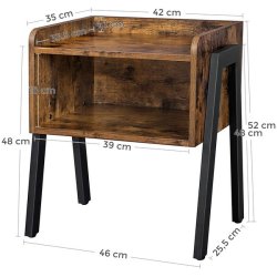 Sengebord - natbord i industrielt design - rustik brun 42x35x52