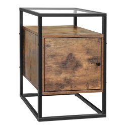 Natbord - sengebord i industrielt design - brun 40 x 40 x 60