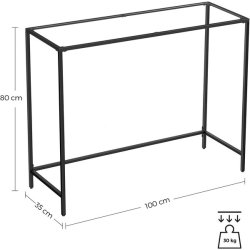 Konsolbord - sidebord med hrdet glas og sort stel 100x35x80