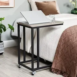 Sidebord - C-formet laptop bord til sofa og seng - gr� beige (greige)