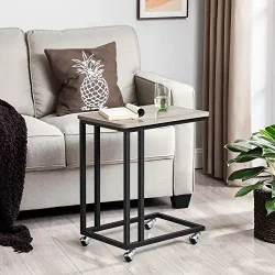 Sidebord - C-formet laptop bord til sofa og seng - gr� beige (greige)