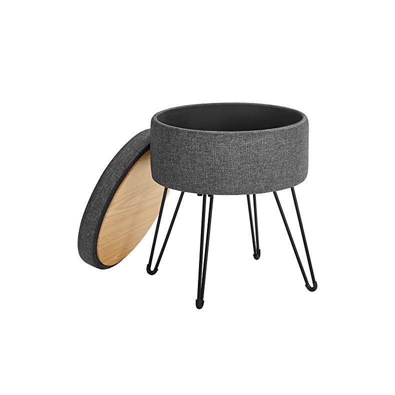 Sidebord med opbevaring - rundt sengebord - m�rkegr� �37