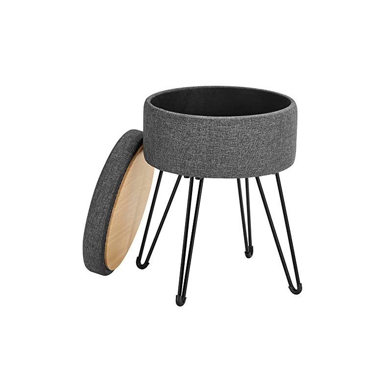 Sidebord med opbevaring - rundt sengebord - m�rkegr� �31