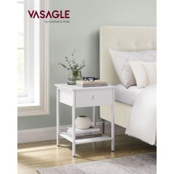 Sengebord - sidebord med skuffe - hj�rnebord - hvid 40x40x55