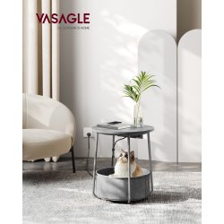 Sidebord - rundt hjrnebord med strmstik - gr 45 x H50 cm